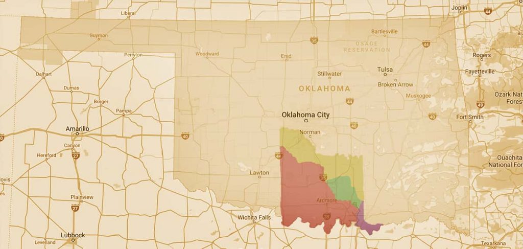 Chickasaw Nation Map and Districts in Oklahoma